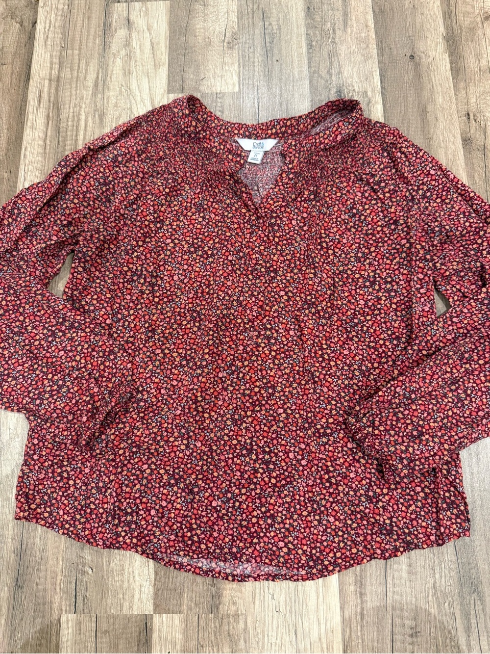 croft & barrow Red Floral Long Sleeve Blouse